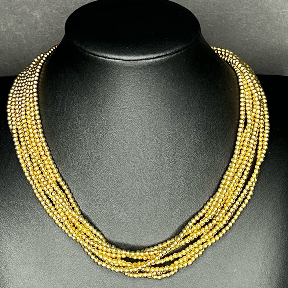 Givenchi Multi Strand Gold Tone Ball Chain Short Necklace 15"